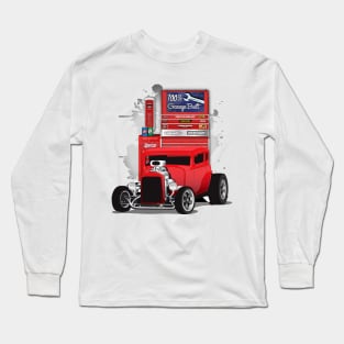 1932 Red 5 Chevy Window Coupe HotRod Garage Built Print Long Sleeve T-Shirt